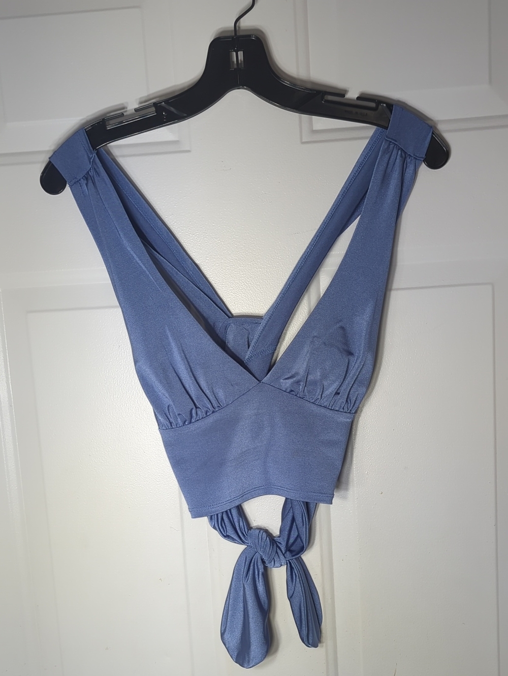 Urban Outfitters Blue Shimmer Criss Cross Tie Back Crop Top Medium - Picture 4 of 9